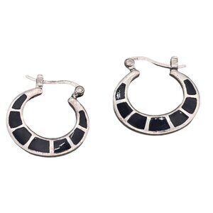 925 Sterling Silver CFJ Enamel Hoop Earrings